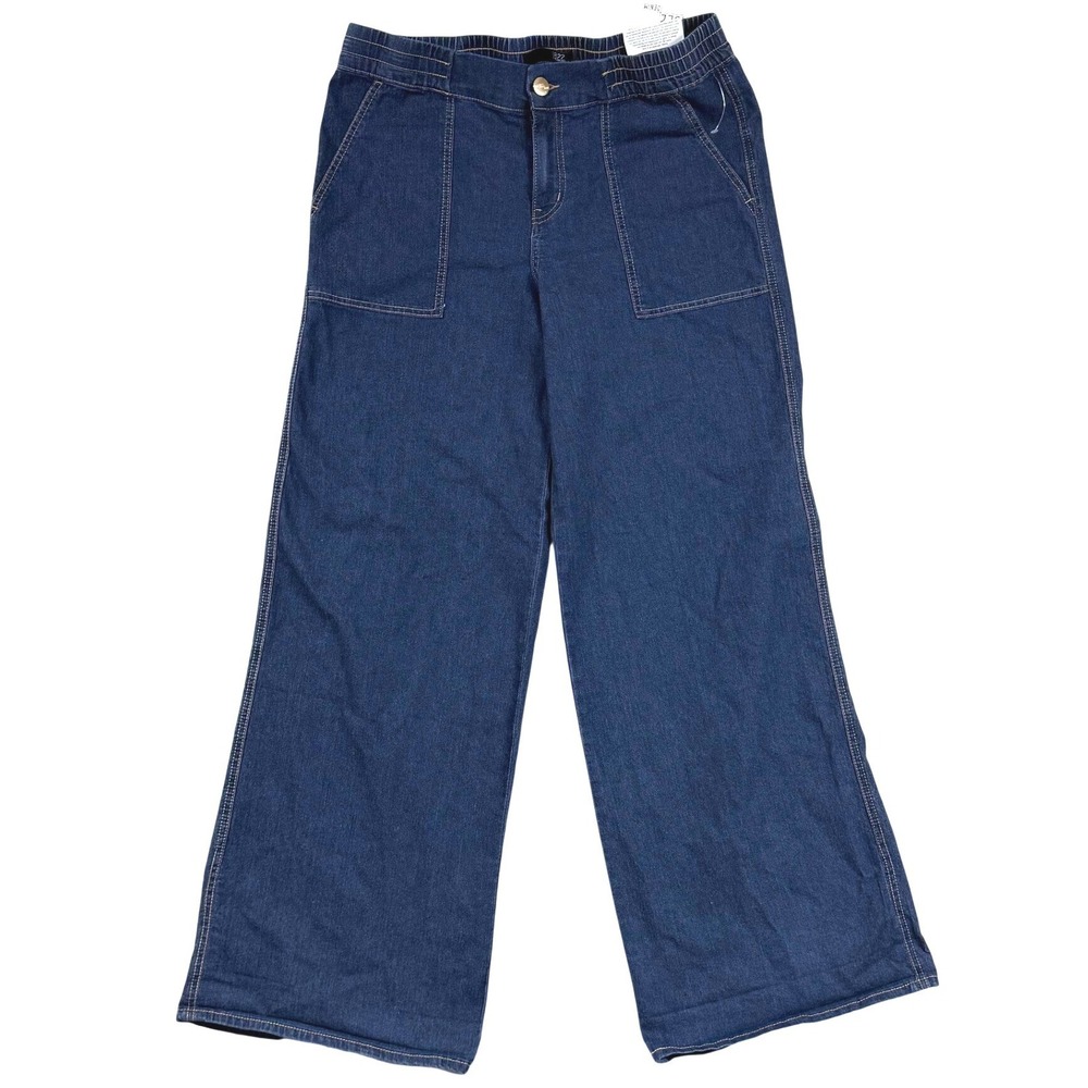 NWT 1822 Denim 14 Dark Blue Utility Wide Leg Elastic Boho Indie Cottage Classic